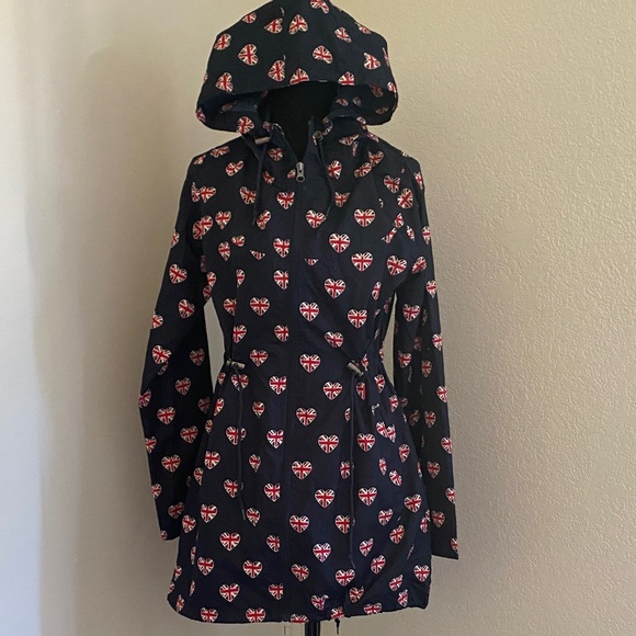 Denim&Co Navy Parka in a pocket with Union Jack Heart Pattern - Picture 1 of 10